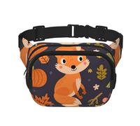 Renard Mignon d'automne,Sac Banane carré Double Couche, Sac de Poitrine