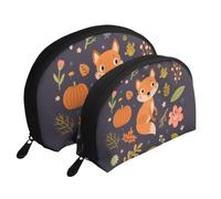 Renard Mignon d'automne, Trousse de Maquillage Coquille Femme Petit Porte-Monnaie Trousse de Toilette Trousse à cosmétiques 2 pièces