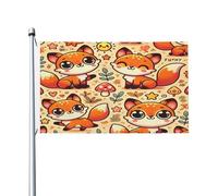 Renard Mignon Et Kawaii, Dessin Animé Drôle Bannières 90X150Cm Avec Œillets Durable Bannière Cour Drapeaux Pour Dortoirs Fêtes Vacances