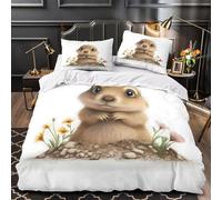 Renard mignon qui regarde vers le haut Housse de Couette Imprimé en 3D Ultra Douce Confortable Parure de Lit Microfibre Hypoallergique Fermeture Éclair Résistante for Filles Ado King（220x240cm）