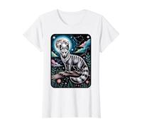 Renard Mystique rayé Pleine Lune céleste T-Shirt Graphique avec Valeur