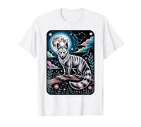 Renard Mystique rayé Pleine Lune céleste T-Shirt Graphique avec Valeur, Homme, Blanc, S