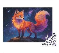Renard Mythique Nuit Étoilée Puzzle 1000 Pièces pour Adultes Renard Esprit Ardent sous Un Ciel Nocturne Étoilé Premium Robuste Vibrant Défiant Anti-Stress Jeu Familial Cadeau 38x26cm/1000pcs