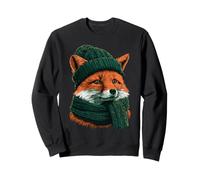 Renard Portant Un Bonnet et Une écharpe, Animal de la forêt d'hiver Amusant Sweatshirt