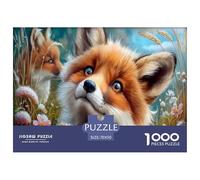 Renard Puzzle 1000 Pièces Jouet en Bois Jeu D'Intelligence Décoration Intérieure Grass Flower Prairie Challenge Toy Adultes Et Enfants À Partir De 14 Ans 70x50cm/1000pcs