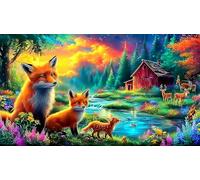 Renard Puzzles 1000 Pieces Cadeau Unique Jeu éducatif Challenge Toy de qualité supérieure Peinture Art pour Adultes et Enfants à partir de 14 Ans renard38x52cm/1000pcs