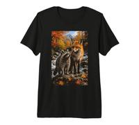 Renard Raton Laveur forêt Faune Sauvage Montagnes d'automne T-Shirt Haut de Gamme