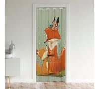 Renard Rideau De Porte 150x203cm Cute Renard Rideaux Interieur Salon Chambre Animaux Rideaux De Chambre Bois Rideau Occultant Nature Animaux Sauvages Orange Exterieur D'Entrée