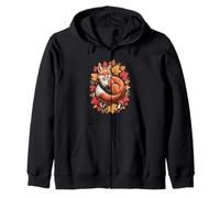 Renard rouge d'automne niché parmi les feuilles et les glands Sweat à Capuche