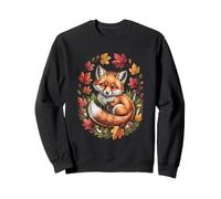 Renard rouge d'automne niché parmi les feuilles et les glands Sweatshirt