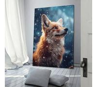 Renard roux avec de la neige autour des images pour le salon peintures de rue toile colorée pop art mural œuvre d'art moderne décoration d'intérieur tendue prête à accrocher 08x12 pouces (20x30 cm)