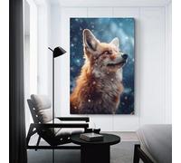 Renard roux avec de la neige autour des images pour le salon peintures de rue toile colorée pop art mural œuvre d'art moderne décoration d'intérieur tendue prête à accrocher 12x18 pouces (30x45 cm)