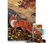 Renard Roux en Automne Puzzle de 1000 pièces pour Adultes Jeu de réflexion Image Douce et relaxante Assembler Joli Cadeau (50x75cm)