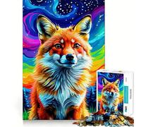 Renard Roux sous Un Ciel Arc-en-Ciel Puzzle de 1000 pièces pour Adultes Cadeau Stimulant pour l'esprit Jeu de Loisirs Facile Découpe précise Idée Cadeau Originale (50x75cm)