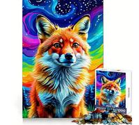 Renard Roux sous Un Ciel Arc-en-Ciel Puzzle de 1000 pièces pour Adultes Cadeau Stimulant pour l'esprit Jeu de Loisirs Facile Découpe précise Idée Cadeau Originale (50x75cm)