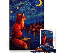 Renard Roux sous Un Ciel étoilé Puzzle de 1000 pièces pour Adultes Cadeau Stimulant pour l'esprit Jeu de Loisirs Facile Découpe précise Idée Cadeau Originale (38x52cm)