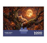 Renard rouxPuzzle Classique 1000 Pièces Complet Arbre sous la Pleine Lune pour Grands-Parents Amélioration De La Mémoire Activité Intérieure 52x38cm/1000pcs