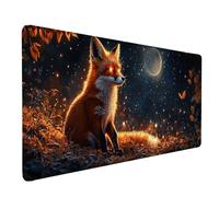 Renard Tapis de Souris XXL 100 x 50 cm, Tapis Souris Jaune sous Main Bureau avec Bords Cousus, Imperméable Mouse Pad Base en Caoutchouc Antidérapant Surface pour Gamer, PC, Cadeau Femme -lsy26032N