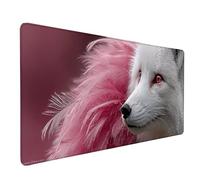 Renard Tapis de Souris XXL 800 x 300mm, Tapis Souris Blanc sous Main Bureau avec Bords Cousus, Imperméable Mouse Pad Base en Caoutchouc Antidérapant Surface pour Gamer, PC, Cadeau Femme -lsy2603GB