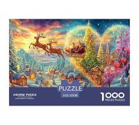 Renard Volant, traîneau, Sapin de Noël Lumineux dans Le Village Puzzle De 1000 Pièces Christmas Style Puzzles Classiques pour Toutes Les Âges 52x38cm/1000pcs