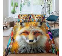 Renard with Housse de Couette Hypoallergique 3 pièces 3D Effet Confortable Native american Ensemble De Literie avec 2 Taies d'oreiller Hypoallergique for Adulte Enfants Filles Super king（260x220cm）