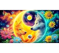 Renard Yin-Yang Parmi Les Fleurs et Les Papillons Puzzle 1000 Pièces pour Adultes - en Carton Recyclé - Décoration 75x50cm/1000pcs