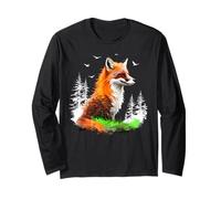 Renards Amoureux des Animaux Art Renard drôle Fleurs de Fox Manche Longue