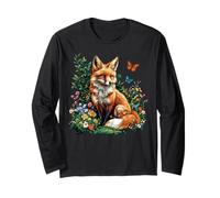 Renards Amoureux des Animaux Art Renard drôle Fleurs de Fox Manche Longue