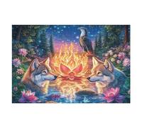 Renards Autour du feu de Camp 1000 Pièces Puzzle Adulte en Carton Épais Activité Manuelle Éducative Anti-Stress Cadeau Créatif Fête des Mères Rapport Qualité-Prix 1000 PCS