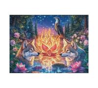 Renards Autour du feu de Camp 500 Pieces Casse-tête Adulte en Carton Anti-Déchirure Haute Difficulté Motif Complexe Anti-Stress Passe-Temps Cadeau Noël Pas Cher 500 PCS
