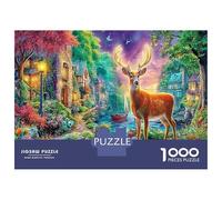 Renards de Noël 1000 Pièces Puzzle À Monter Soi-même pour Exercer Sa Logique Et Sa Patience Deer dans la Forêt Enchantée génial pour Les Soirées Et comme pour Les Fans 70x50cm/1000pcs