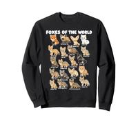 Renards du Monde Tableau De La Faune De 20 Espèces Fox Art Sweatshirt