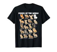 Renards du Monde Tableau De La Faune De 20 Espèces Fox Art T-Shirt