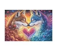 Renards Jumeaux au cœur de Fleurs 1000 Pieces Casse-tête Créatif en Carton Épais Rigide Difficulté Moyenne Activité Manuelle Loisir Créatif Cadeau Noël Pas Cher Premium 1000 PCS