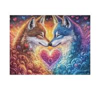 Renards Jumeaux au cœur de Fleurs 500 Pièces Puzzle Amateur d'art en Carton Épais Haute Densité Difficile Niveau Expert Décoration Murale Idée Cadeau Anniversaire 500 PCS