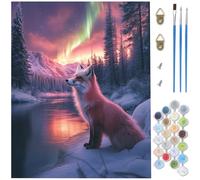 renards Peinture par Numéros pour Adulte,DIY Numero d'Art Kits avec 3 Pinceaux et Acrylique,Kit Creatif Adulte aurore Paint by Numbers pour Decoration Chambre Murale,(Sans Cadre) 100 x 150 cm D1-152