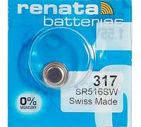 Renata 1 Pile 317 en Forme de Bouton en Lithium fabriquées en Suisse.