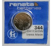 Renata 344 Pile non rechargeable pour montre, montre, cellule unique, oxyde d'argent, 105 mAh, 1,55 V, SR42, dessus plat