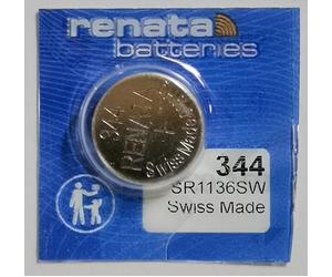 Renata 344 Pile non rechargeable pour montre, montre, cellule unique, oxyde d'argent, 105 mAh, 1,55 V, SR42, dessus plat