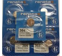 Renata 364 Batterie, Regarder, unicellulaire, oxyde d'argent, 20 Mah, 1,55 V, SR60, Flat Top, 6,8 mm (5 pièces)
