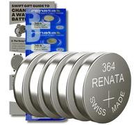 Renata 364 Lot de 5 piles de rechange pour montre SR621SW avec guide d'installation (français non garanti)