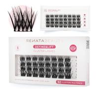 Renata Beauty Define&Lift Faux Cils en Grappe - Multipack de 32 pièces, Longueurs Mixtes (10mm, 12mm, 14mm), Courbure C, Rehausse la Ligne Naturelle des Cils, Parfaits pour le Port Quotidien