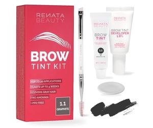 Renata Beauty Kit de Teinture pour Sourcils - Kit de Coloration des Sourcil Avec Couleur, Crème Oxydante et Brosse - Effet Longue Durée Jusqu'à 4 Semaines - 30 Utilisations [Graphite]