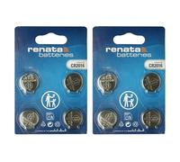 Renata Lot de 2 x 4 piles bouton au lithium CR2016 3 V - Précision suisse extra plate pour montres, clés de voiture et calculatrices