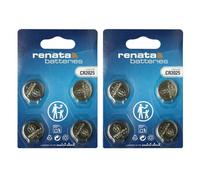 Renata CR2025 Pile bouton lithium 3V, Qualité Suisse, Lot de 2 x 4 (8 piles)