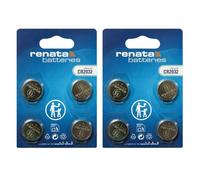 Renata CR2032 Pile bouton lithium 3V, Qualité Suisse, Lot de 2 x 4 (8 piles)