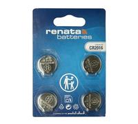 Renata Lot de 4 Piles Bouton au Lithium CR2016 3 V - Précision Suisse, Puissance fiable pour Tracker de Fitness, clés de Voiture et télécommandes