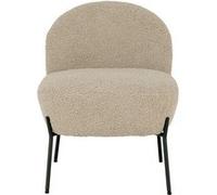 Lisa Design - Renato - Fauteuil avec Pieds en Acier - en Tissu Bouclette, Beige