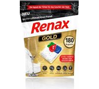 Renax Gold Capsules pour lave-vaisselle tout-en-un - Tablettes pour lave-vaisselle avec sel, rinçage, protection anti-calcaire et anti-graisse - Pouvoir dégraissant - Protection du verre et du