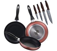 Renberg PK1927 3 poêles 16/20/24 cm, plus jeu de 4 couteaux de cuisine, aluminium pressé/acier inoxydable